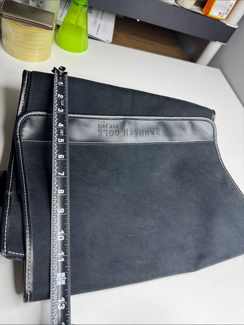 Kenneth Cole New York Black Faux Suede Messenger Laptop Bag